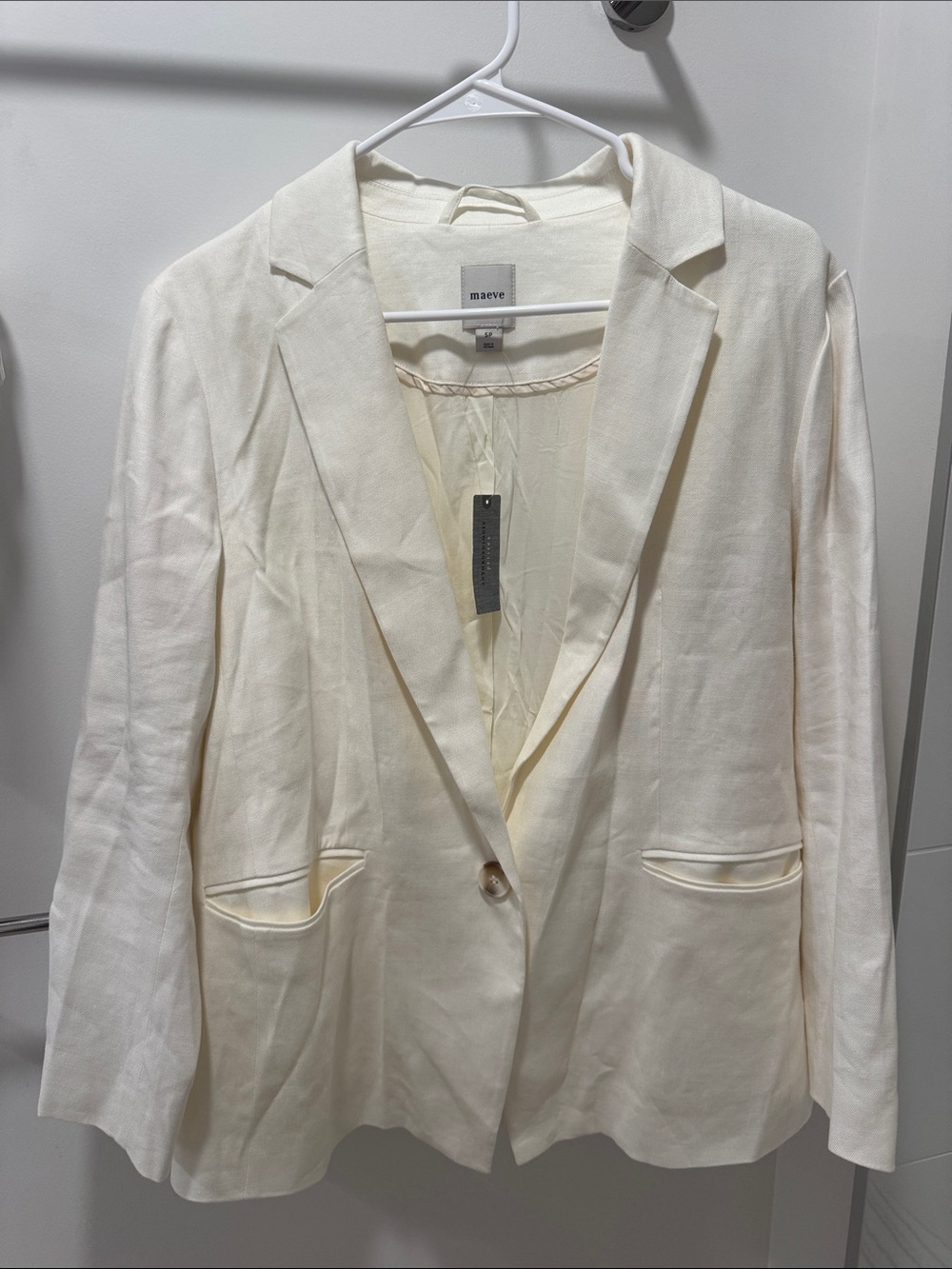 Maeve Ivory Single-Button Tailored Blazer